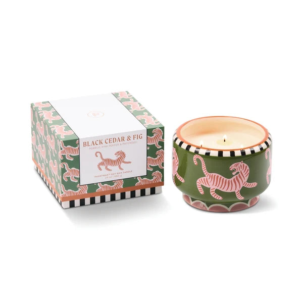 Large Black Cedar & Fig Tiger Candle, 24oz