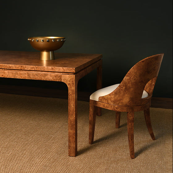 Worlds Away Rafferty Dining Chair, Dark Burl Wood