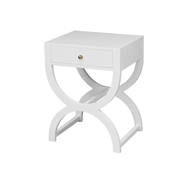 Worlds Away Alexis Side Table, White