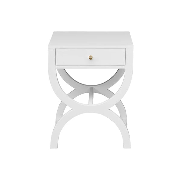 Worlds Away Alexis Side Table, White