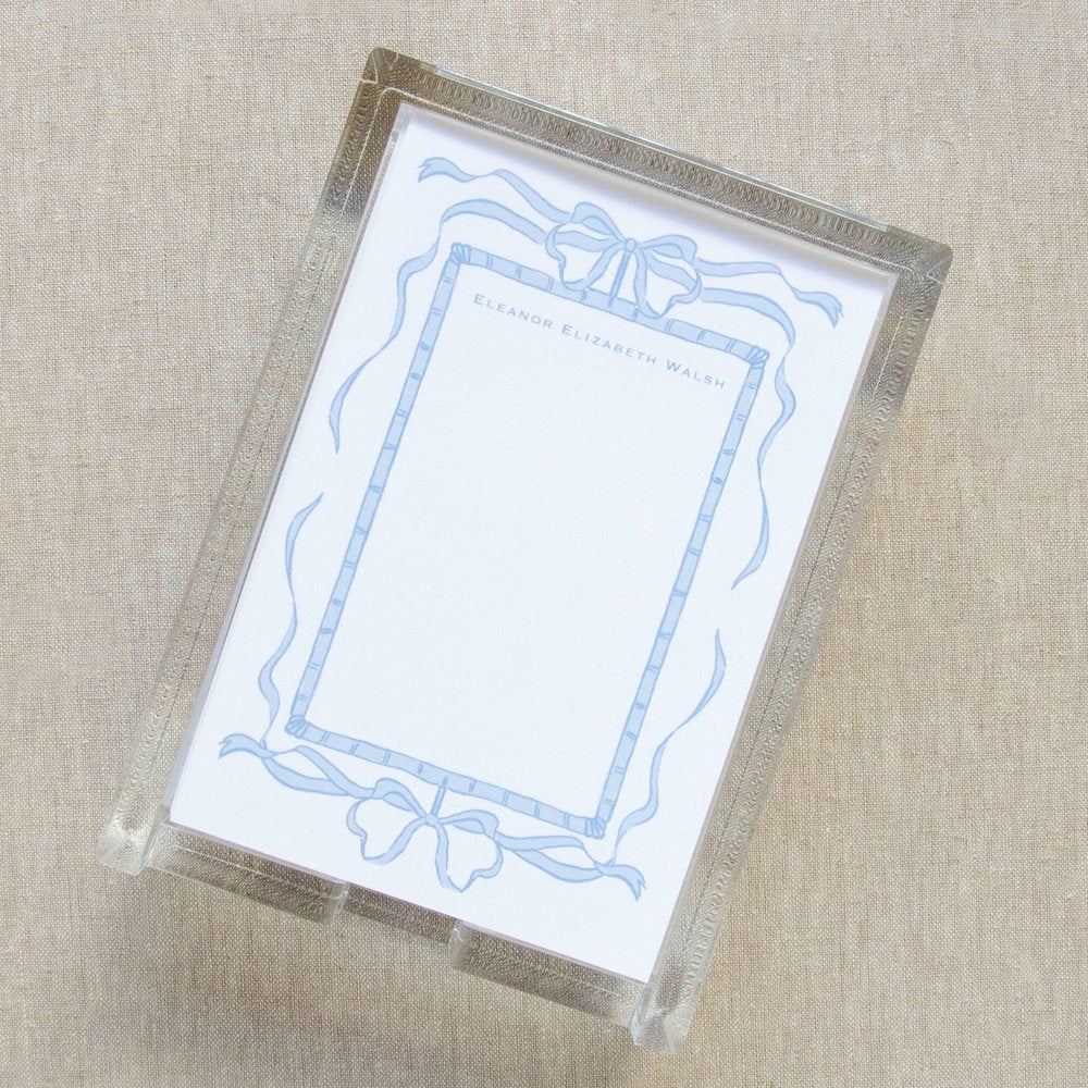 Blue Bows Acrylic Tray Note Set