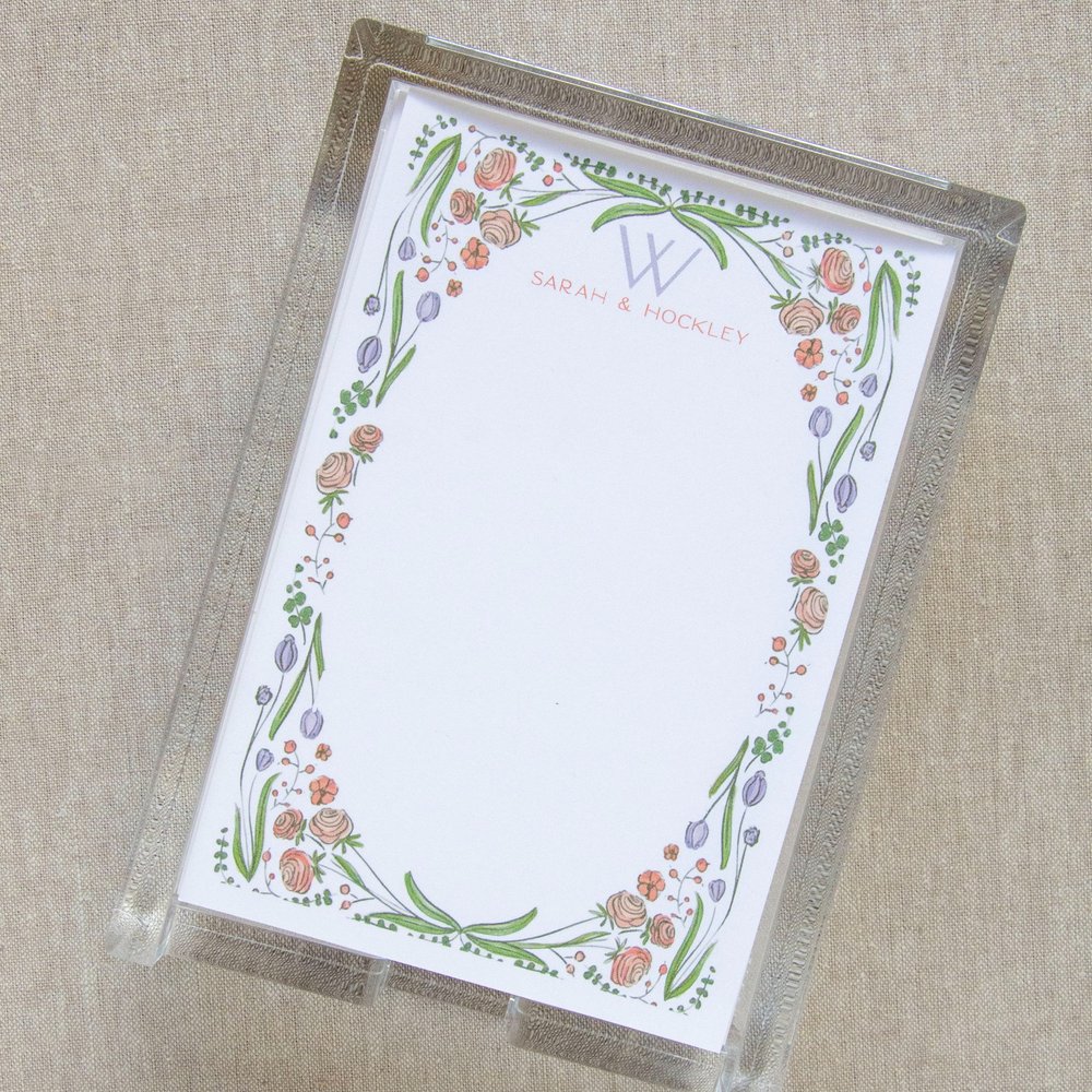Floral Frame Acrylic Tray Note Set