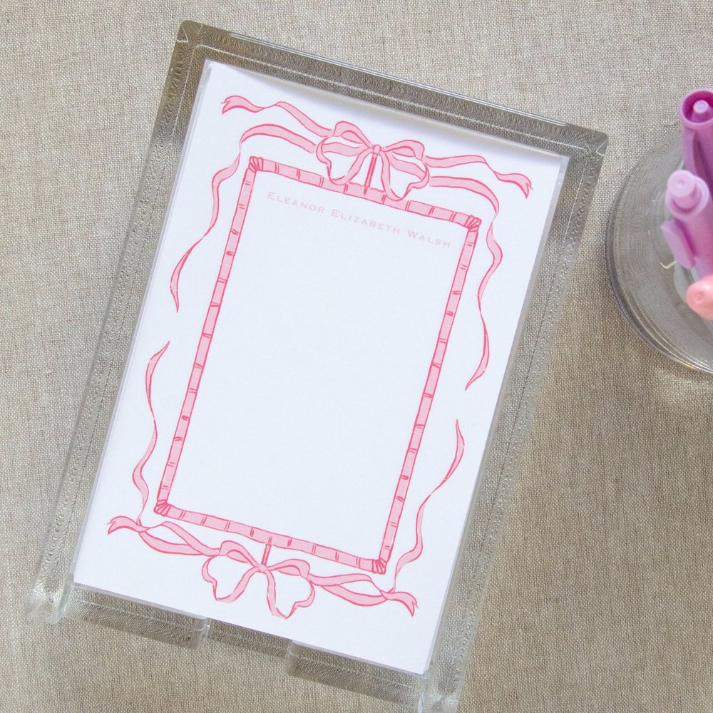 Pink Bows Acrylic Tray Note Set