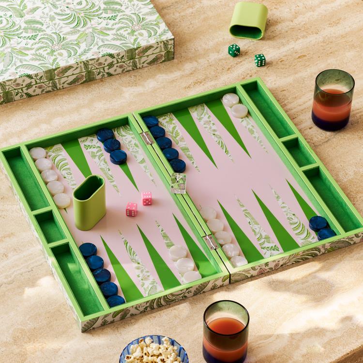 Addison Ross Palm Beach Green Lacquer Backgammon Set