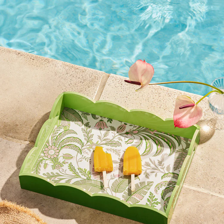 Addison Ross Medium Palm Beach Lacquer Tray, Green