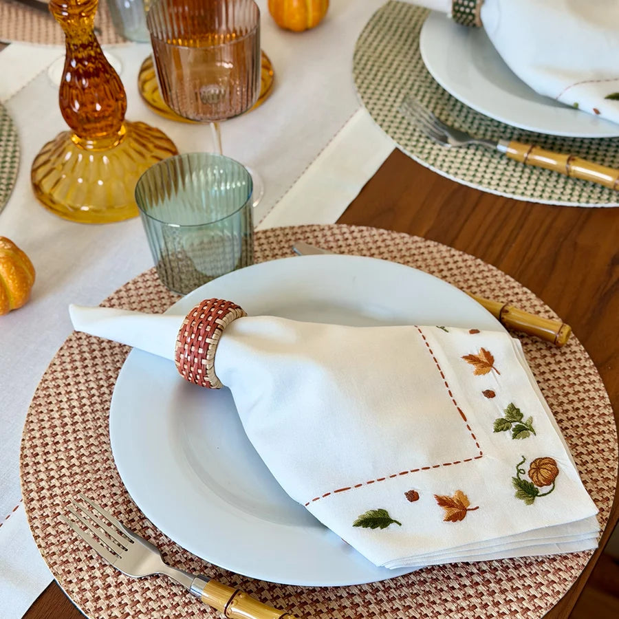 Autumn Medley Embroidered Napkins, Set of 4