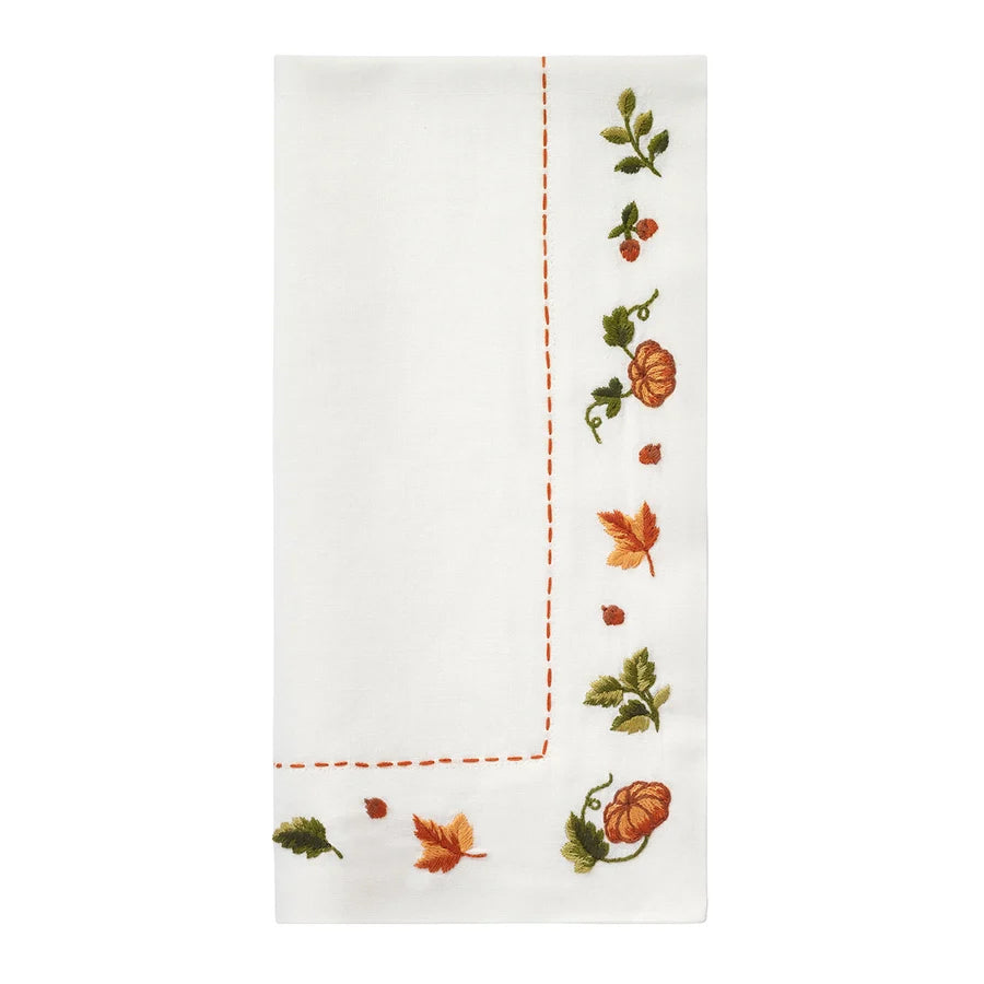 Autumn Medley Embroidered Napkins, Set of 4