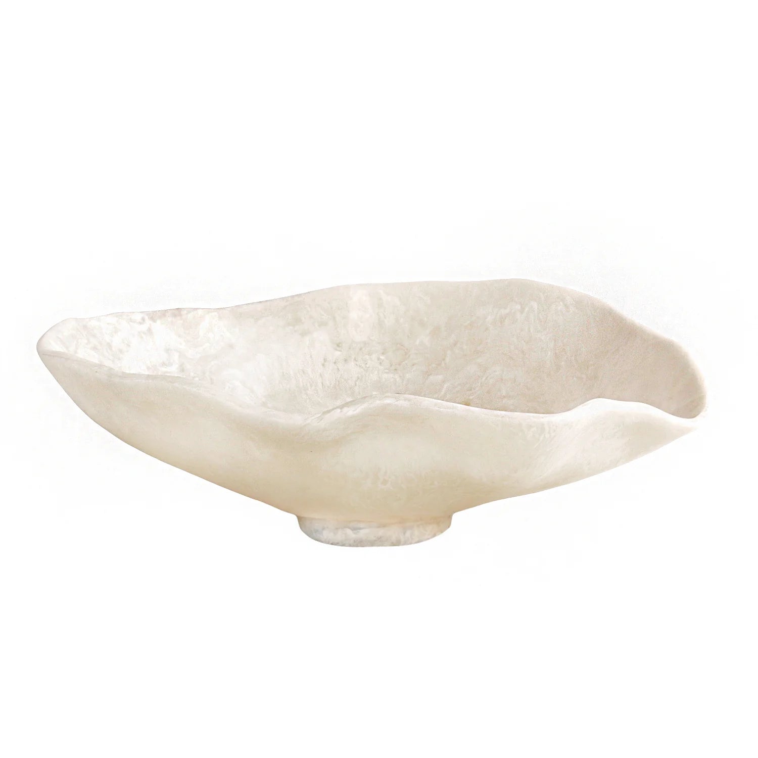 Beatriz Ball Resin Alabaster Large Oval Bowl, White Swirl