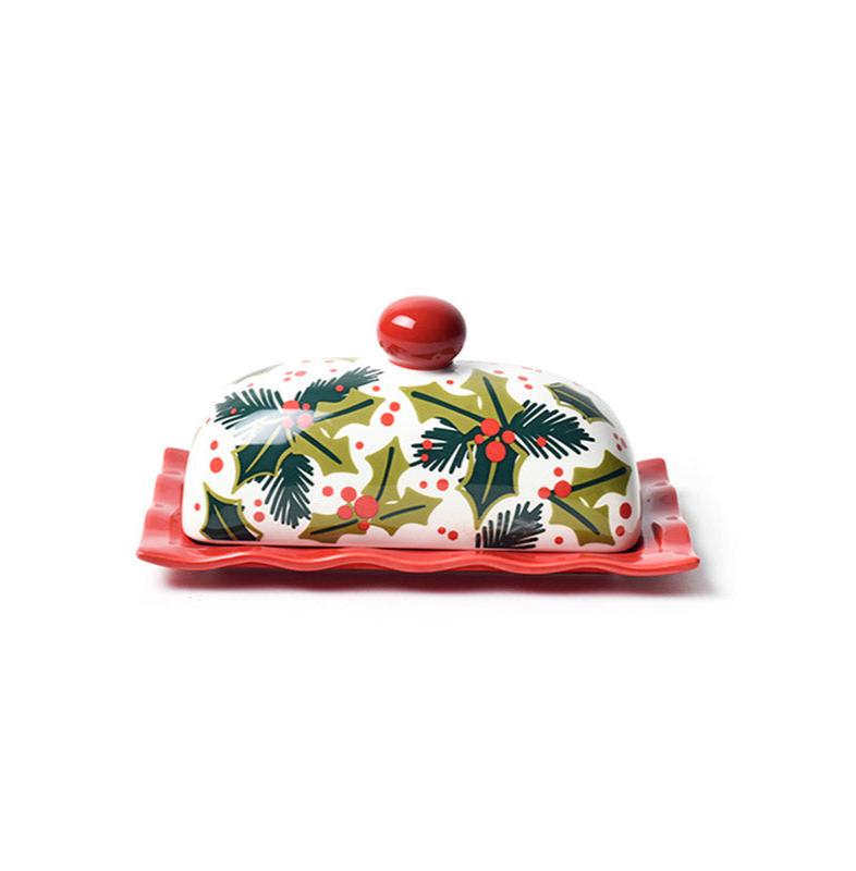 Holly Ruffle Domed Butter Dish