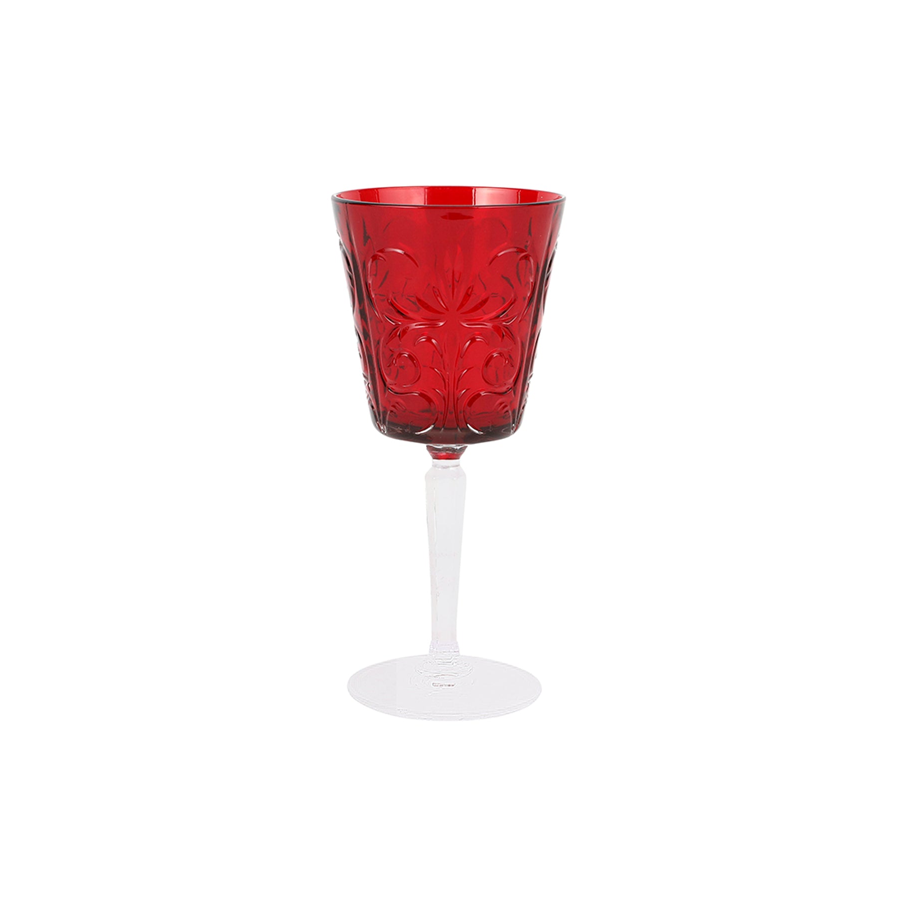 Vietri Barocco Wine Glass, Ruby