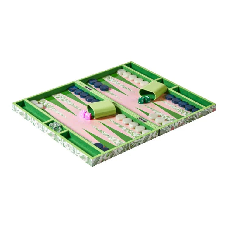 Addison Ross Palm Beach Green Lacquer Backgammon Set