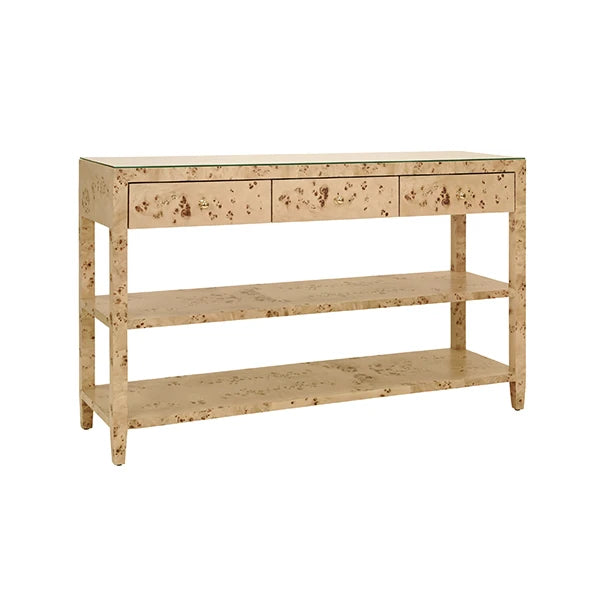 Worlds Away Briar Console Table, Burl Wood