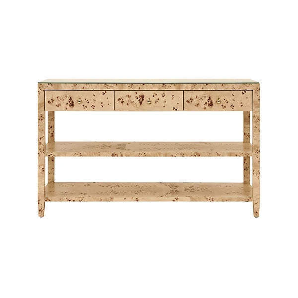 Worlds Away Briar Console Table, Burl Wood