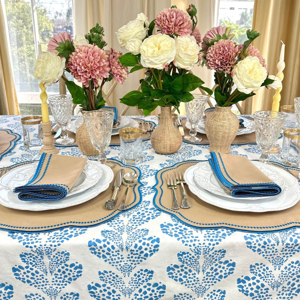 Charlotte Wheat & Azure Napkins, Set of 4