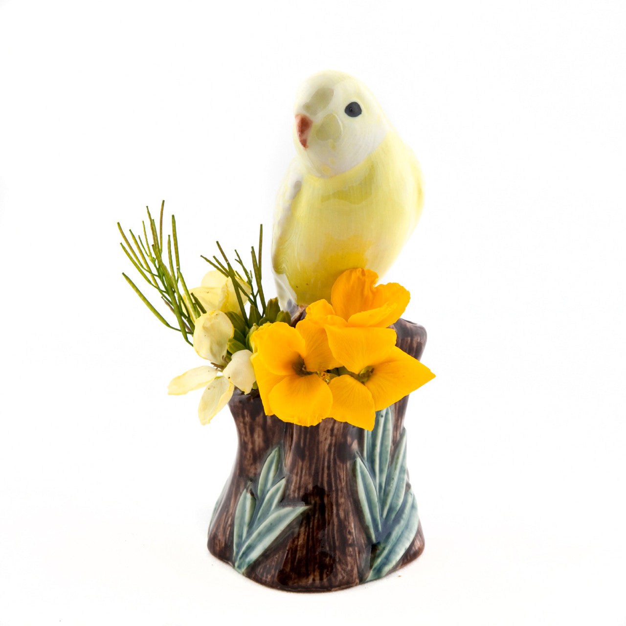 Quail Ceramics Budgerigar Bud Vase, Yellow