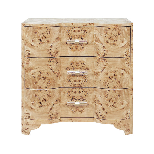 Worlds Away Calvin Side Table, Burl Wood