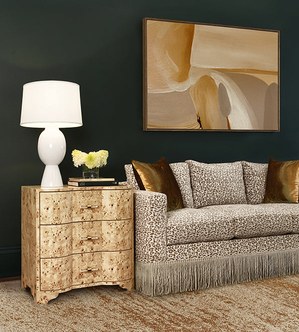 Worlds Away Calvin Side Table, Burl Wood