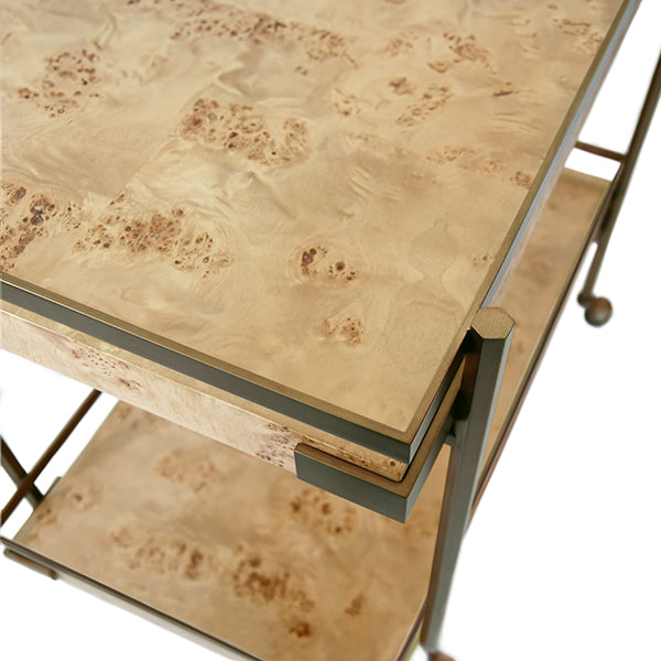 Worlds Away Cash Bar Cart, Burl Wood