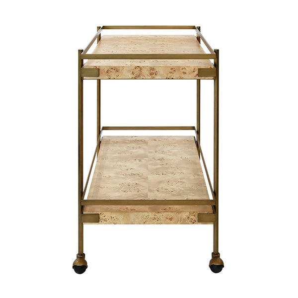 Worlds Away Cash Bar Cart, Burl Wood