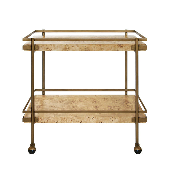 Worlds Away Cash Bar Cart, Burl Wood