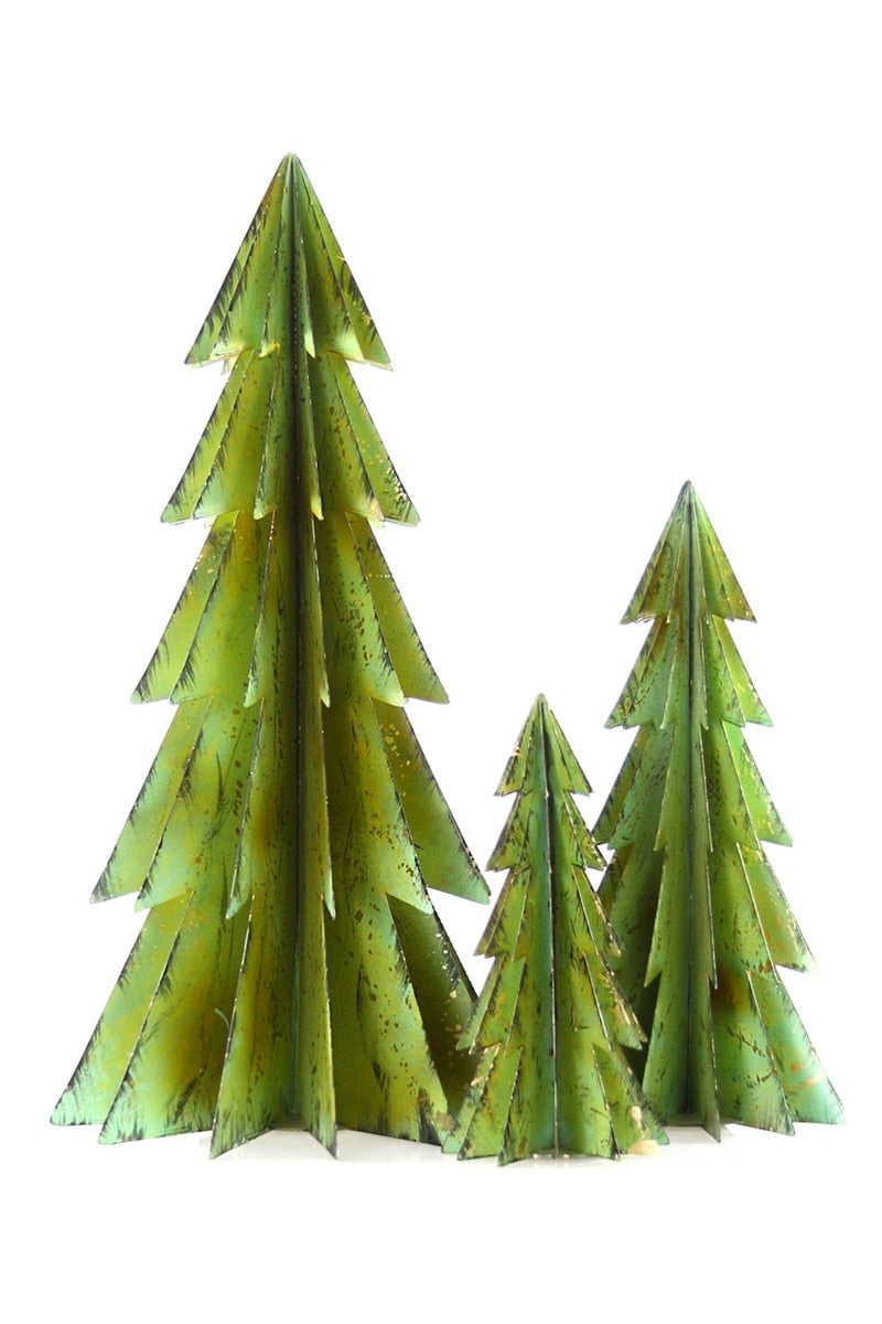 Spring Green Metal Trees, Set of 3
