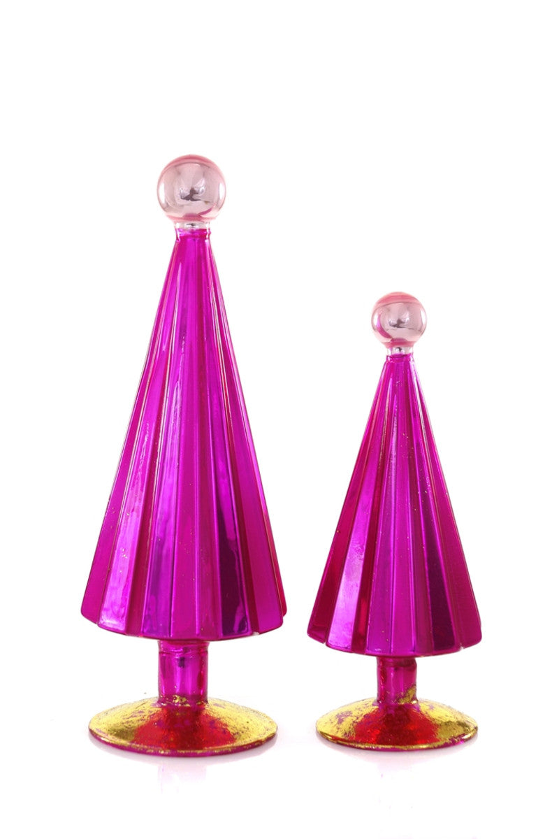 Pleated Glass Trees, Set of 2