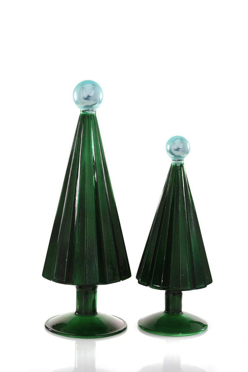 Pleated Glass Trees, Set of 2