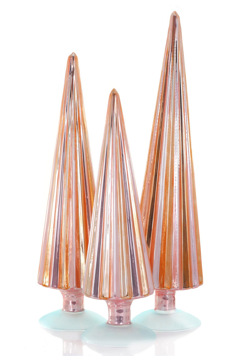 Pleated Glass Trees, Set of 3