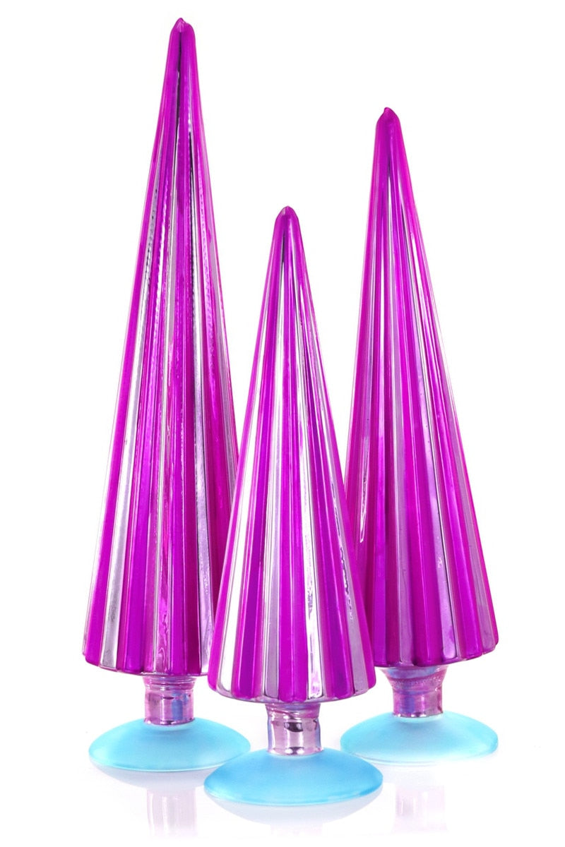 Pleated Glass Trees, Set of 3