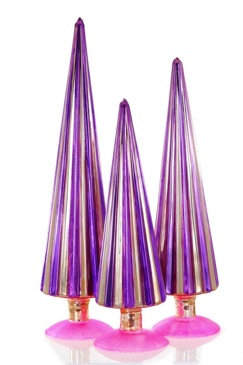 Pleated Glass Trees, Set of 3