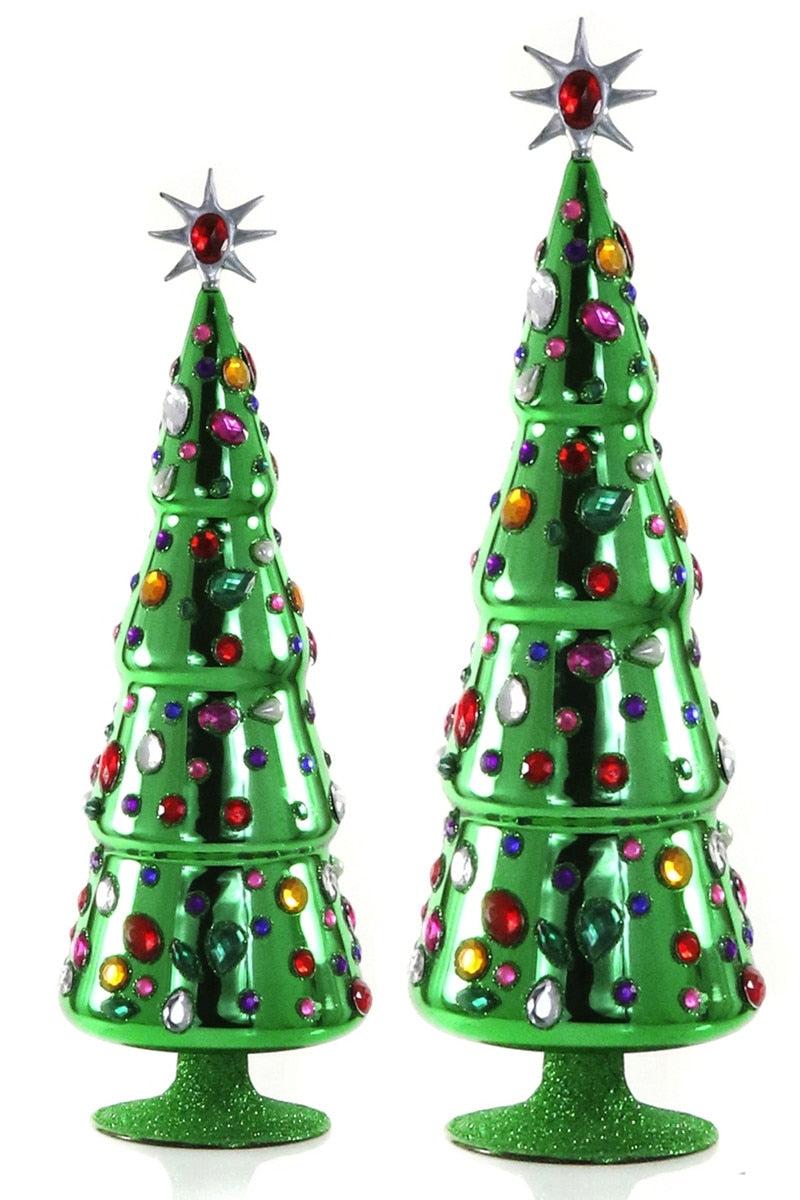 Gilded Gems Emerald Trees, Set of 2