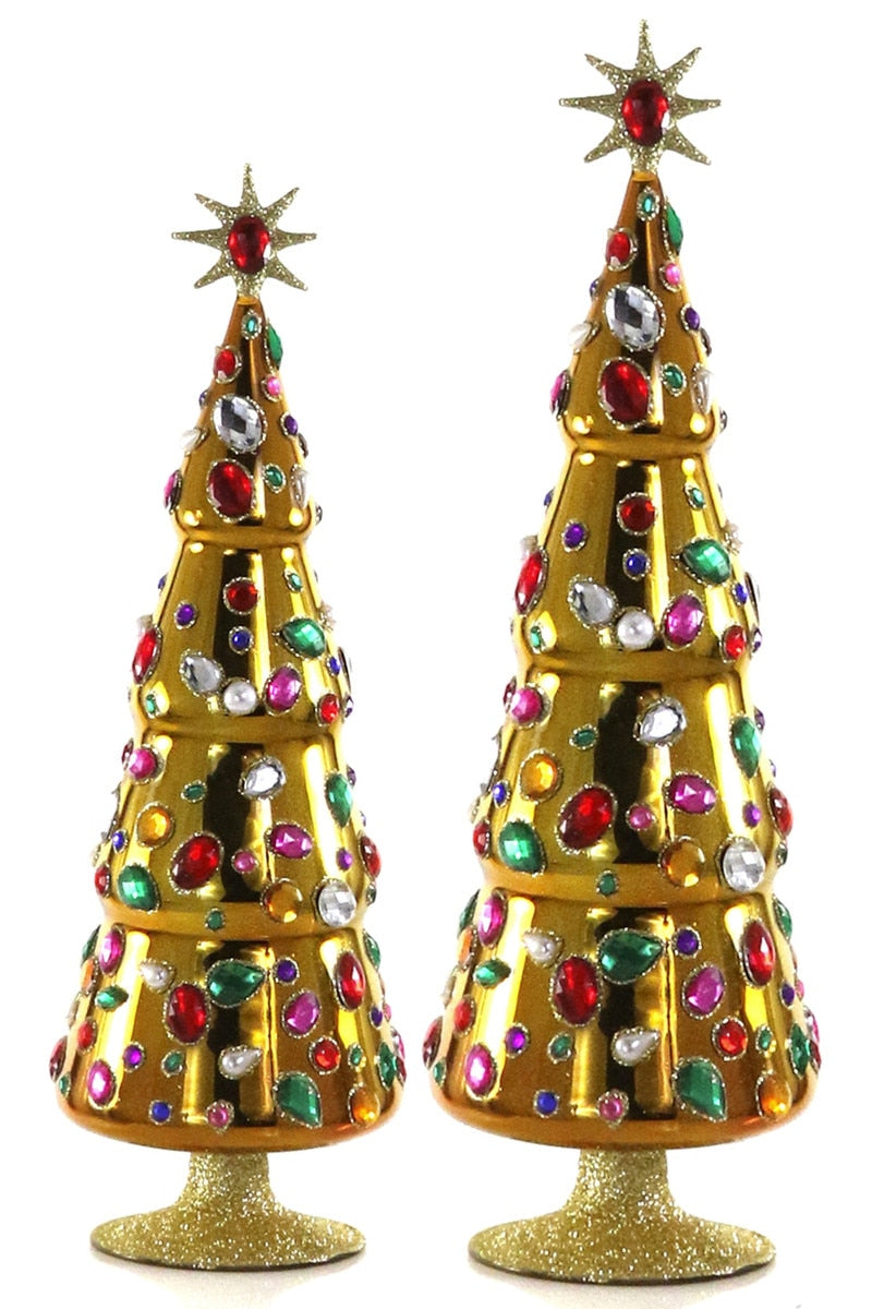 Gilded Gems Trees, Gold Set of 2