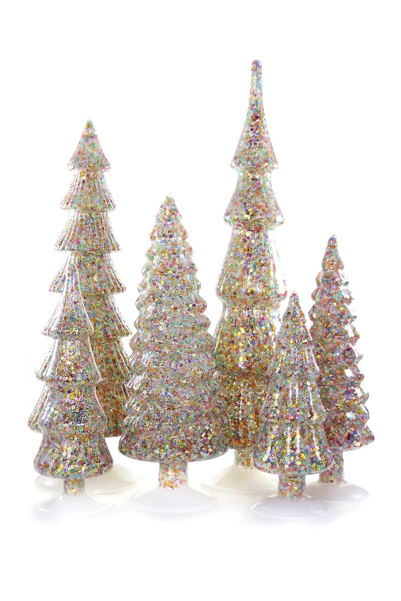 Festival Glass Confetti Trees, Set of 6