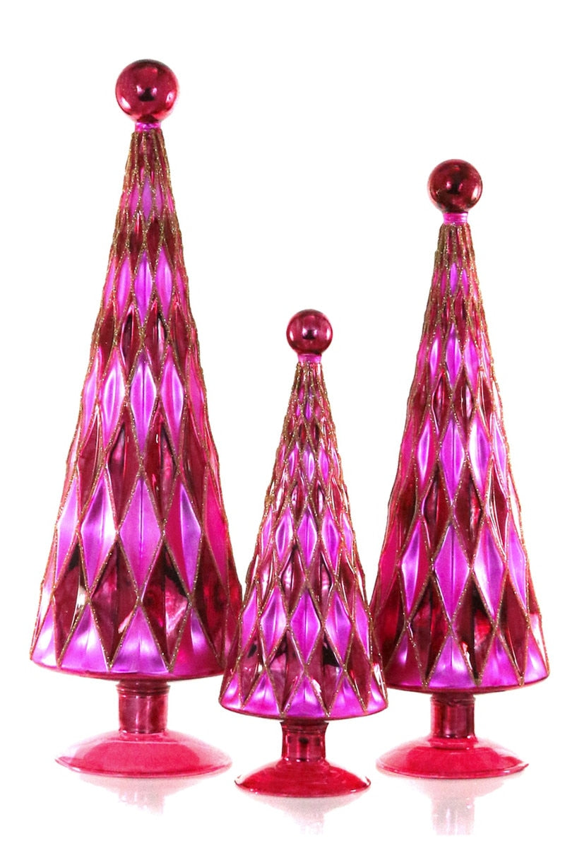Nostalgia Pink Glass Trees, Set of 3