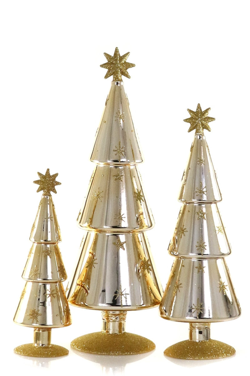 Luxe Golden Glass Trees, Set of 3