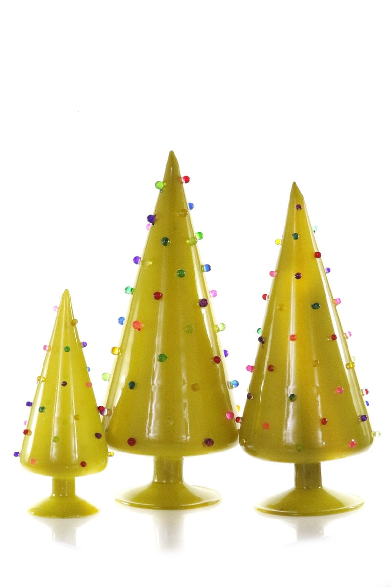 Bubbles Chartreuse Glass Trees, Set of 3