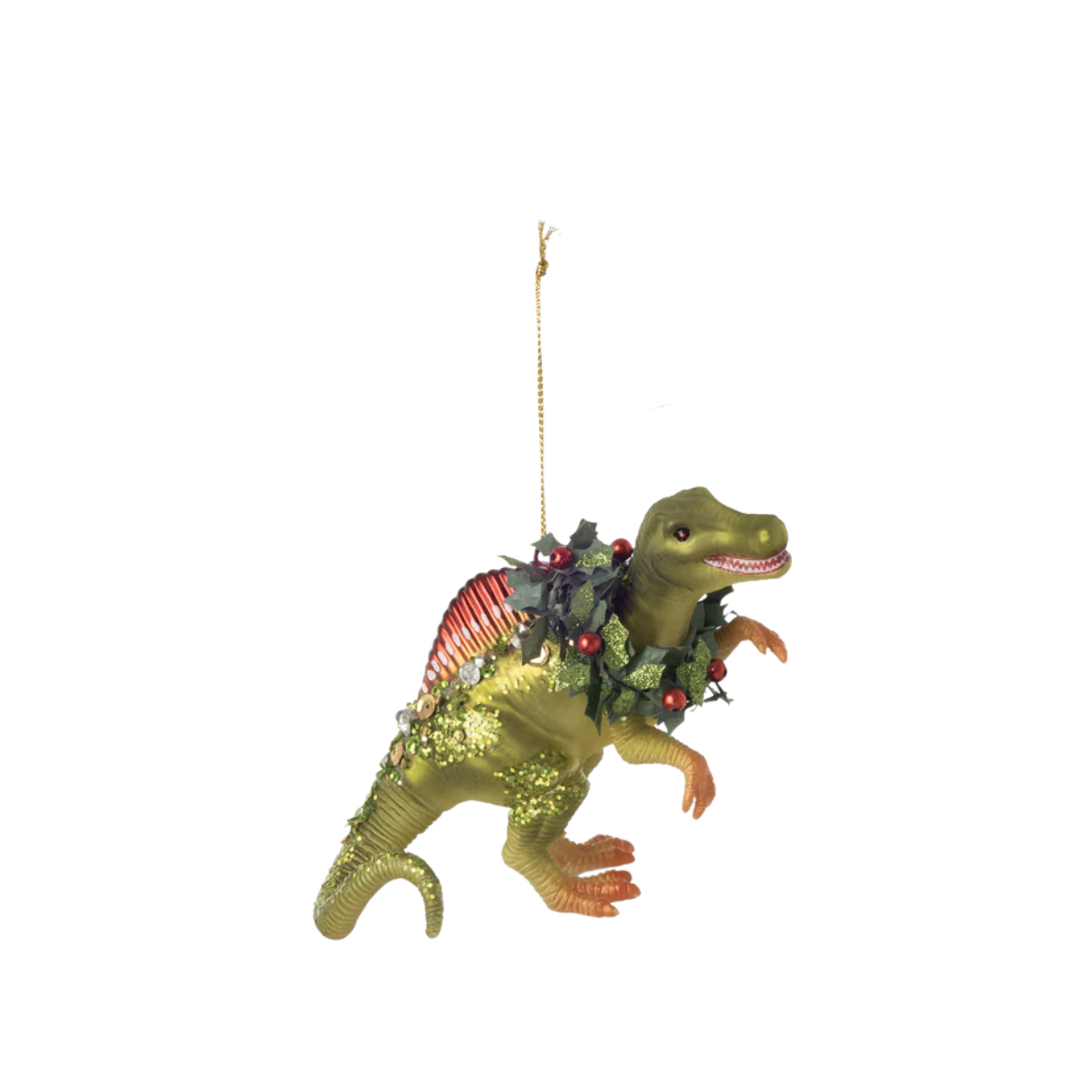 Dino Glass Ornament, Holly