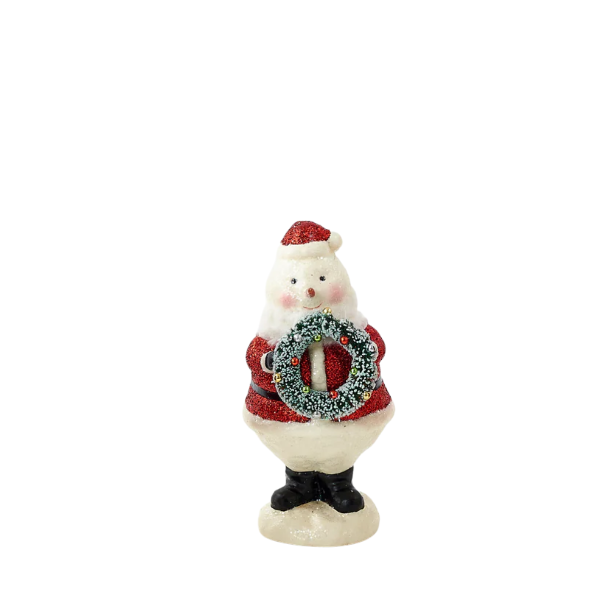 Glitter Small Roly Poly Snowman Santa, Wreath