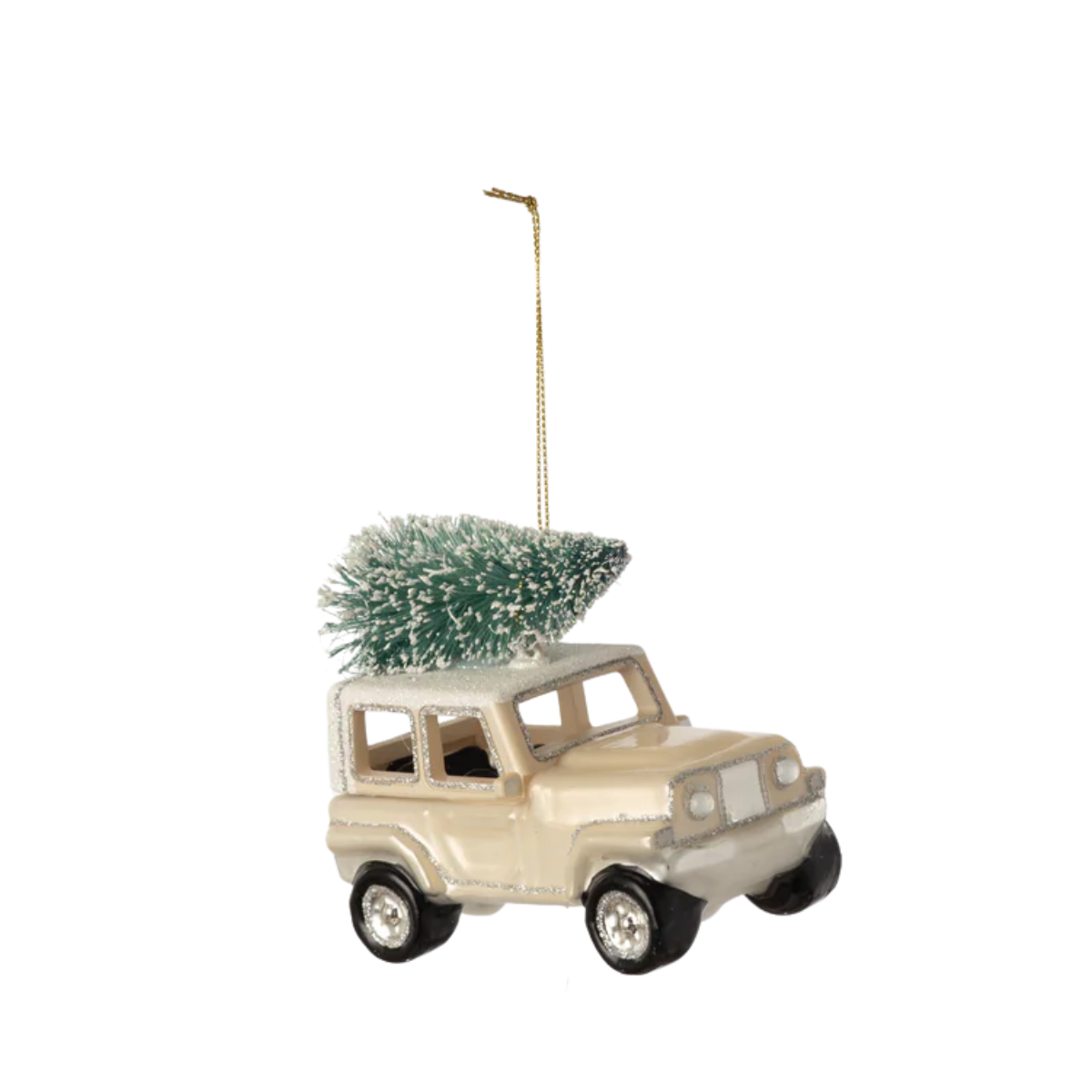 Tree Trimming Jeep Ornament, Tan