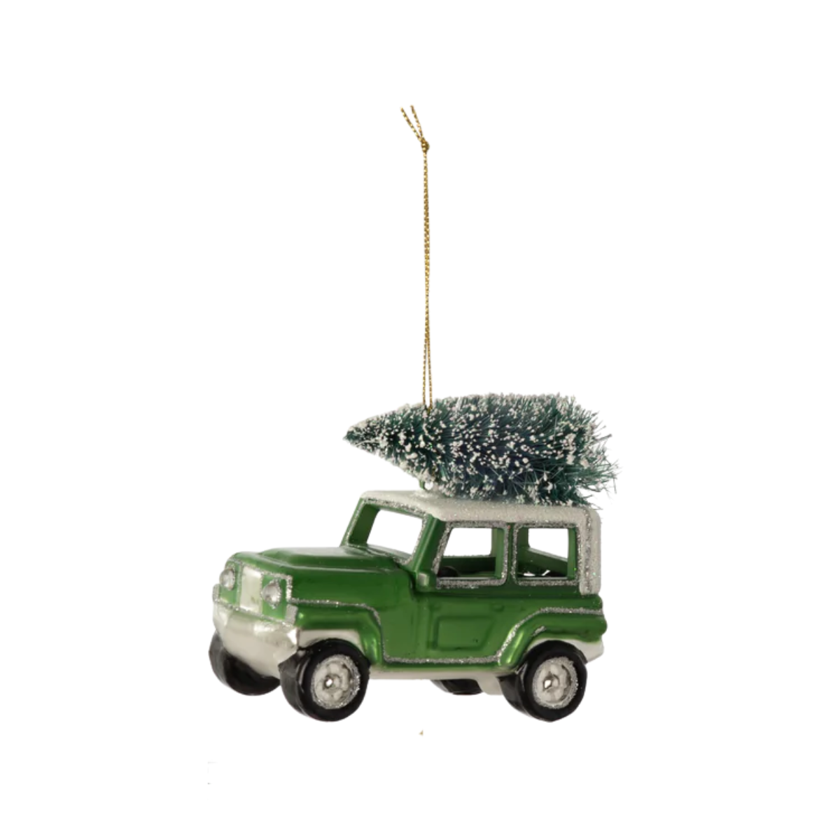Tree Trimming Jeep Ornament, Green