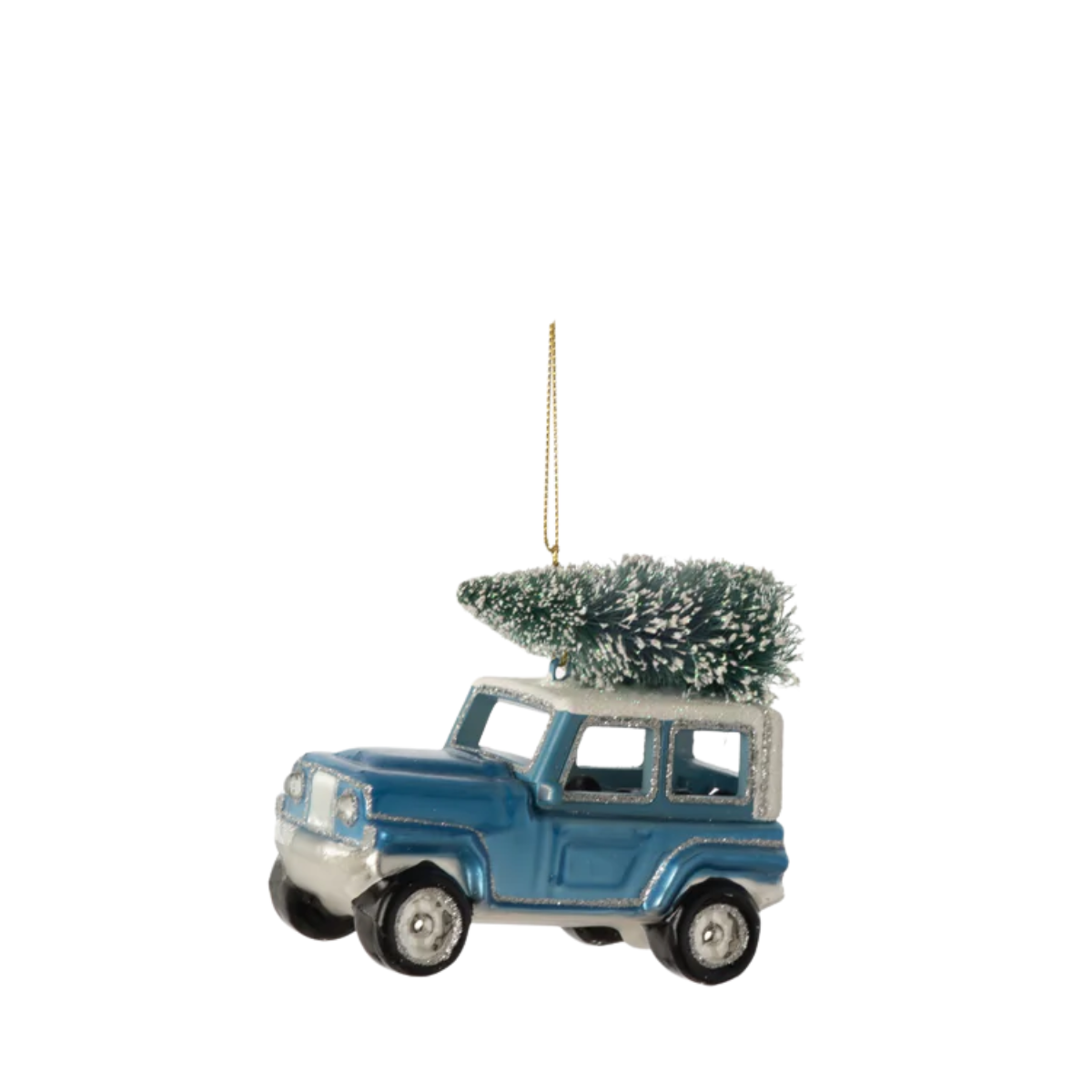 Tree Trimming Jeep Ornament, Blue