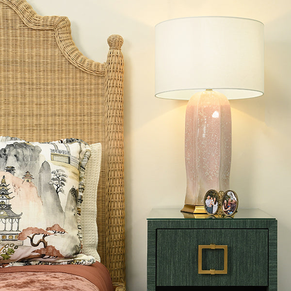 Worlds Away Barron Lamp, Blush