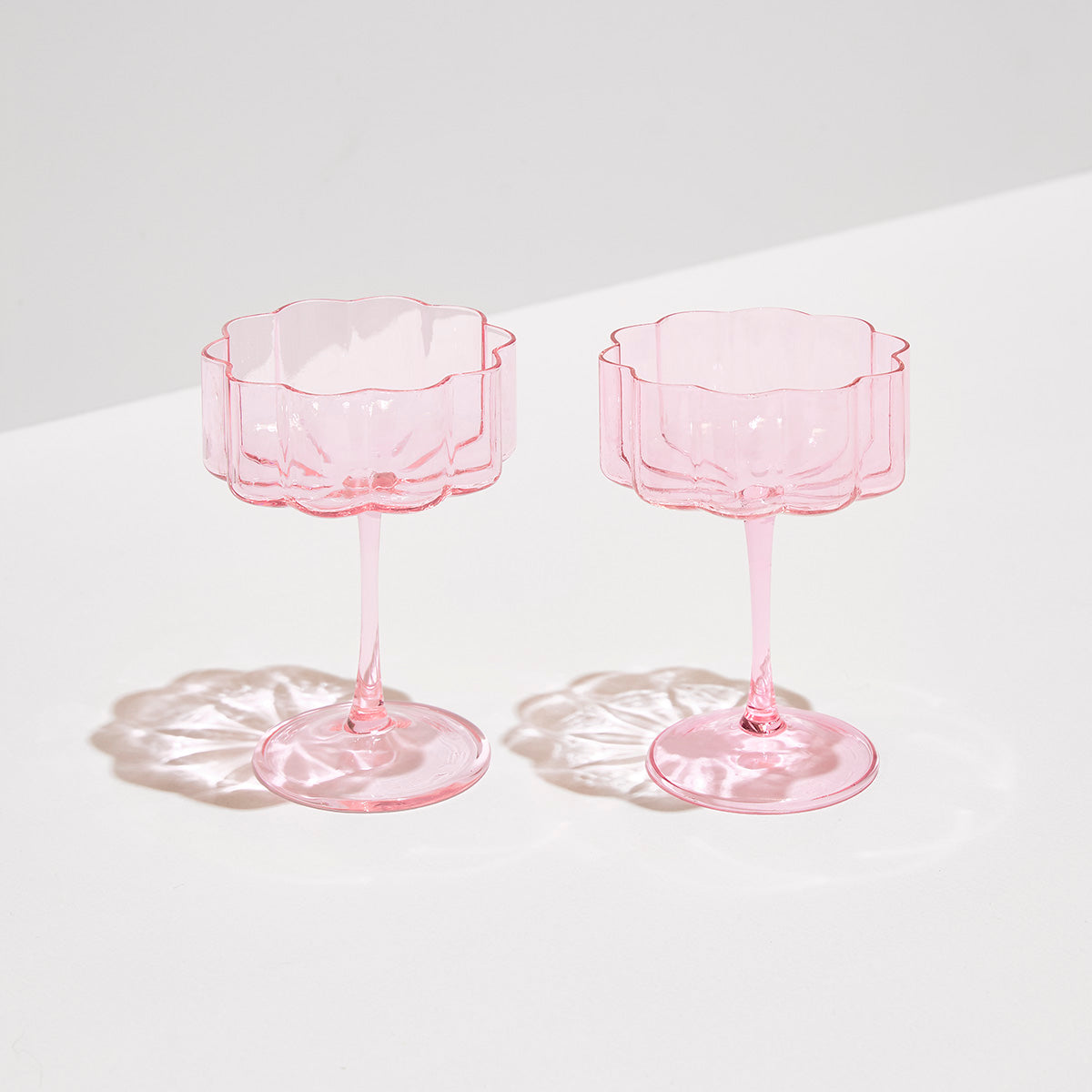 Wave Coupe Glasses, Pink, Set of 2