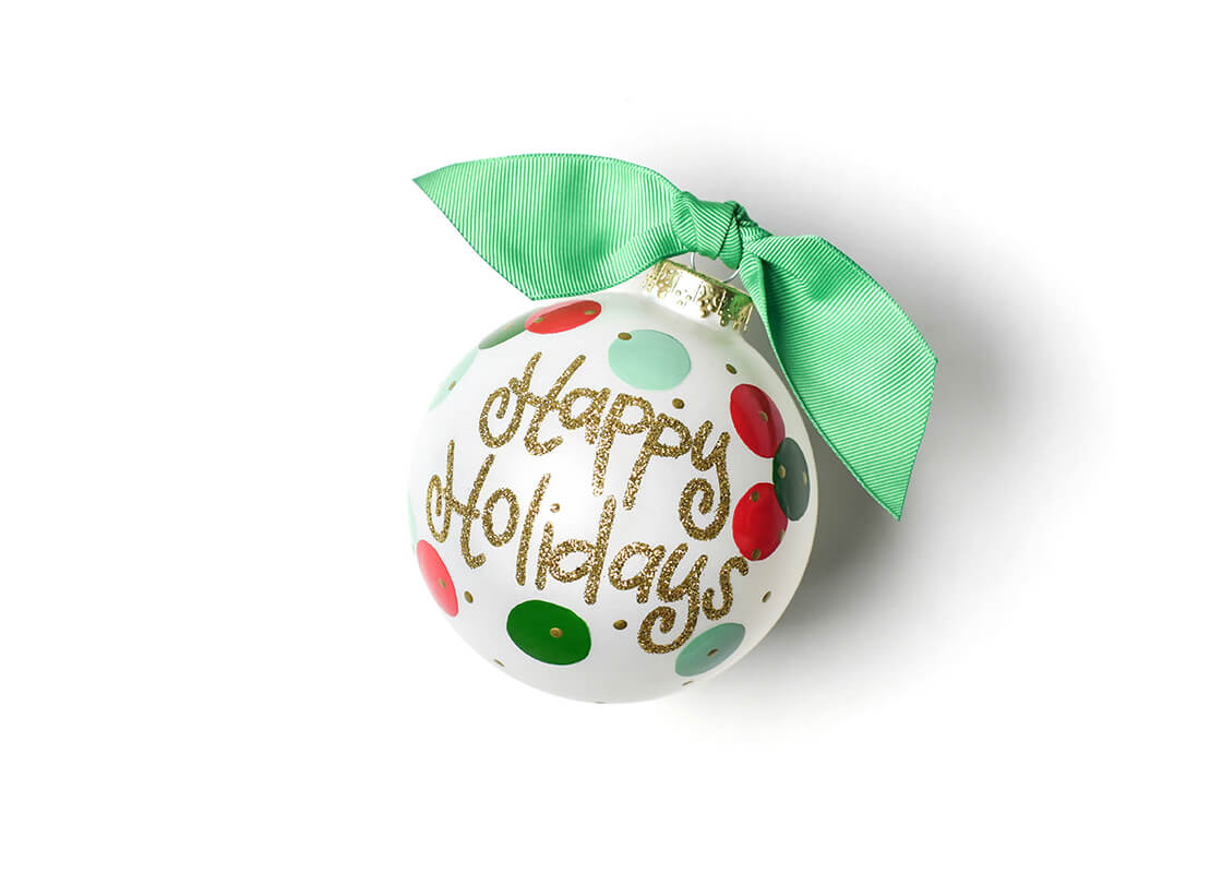 Happy Holidays Glass Ornament