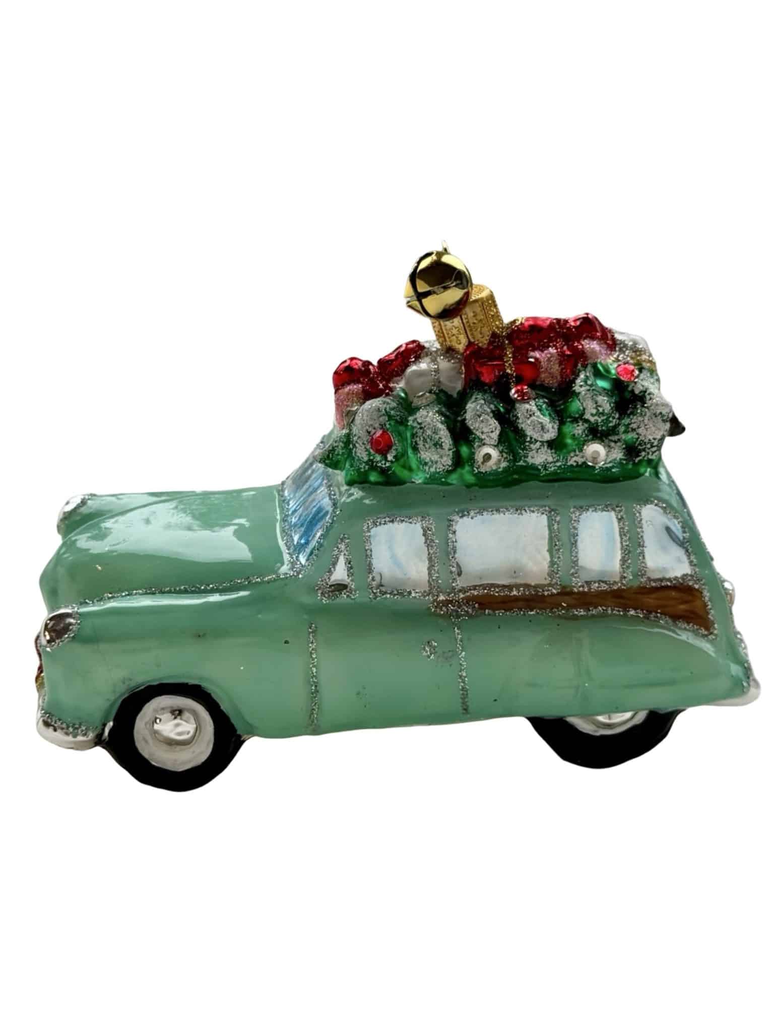 Jingle Nog Christmas Cruiser Polish Glass Ornament