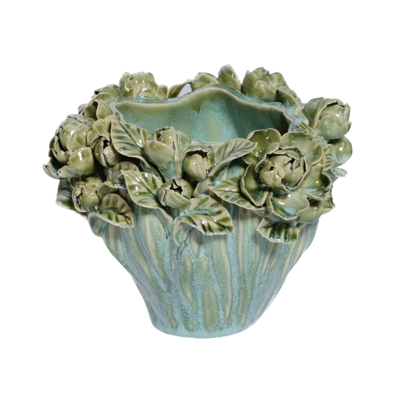 Organic Floral Planter, Sage Green