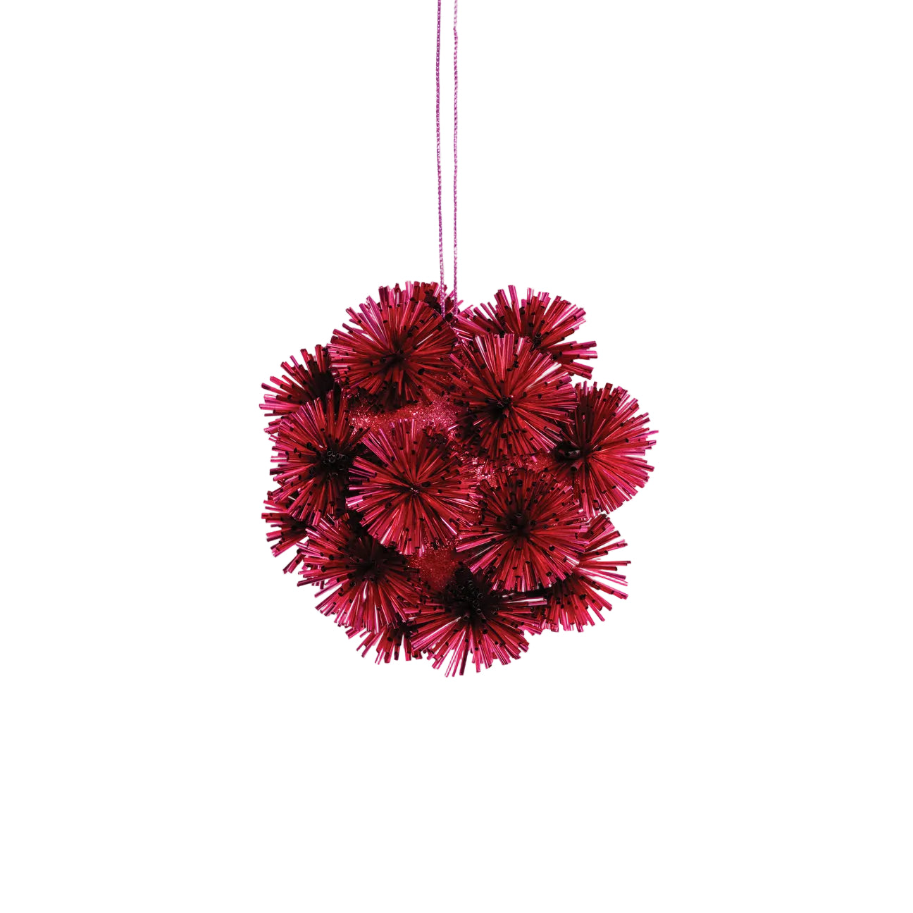 Sparkly Pom Ornament, Hot Pink