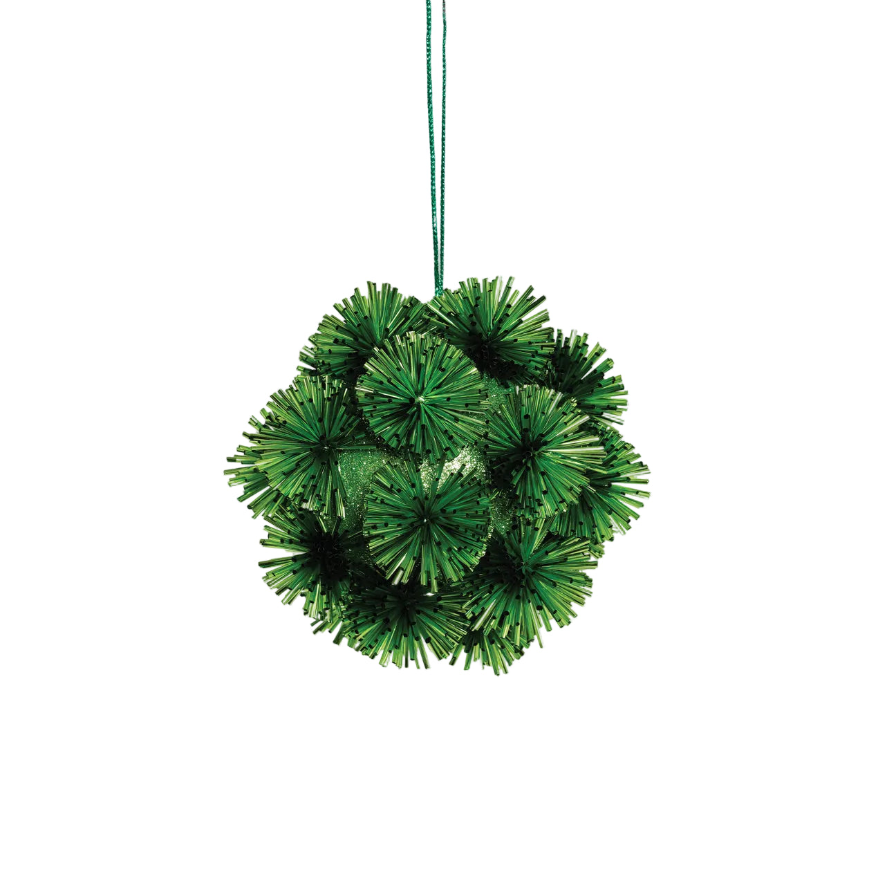 Sparkly Pom Ornament, Green