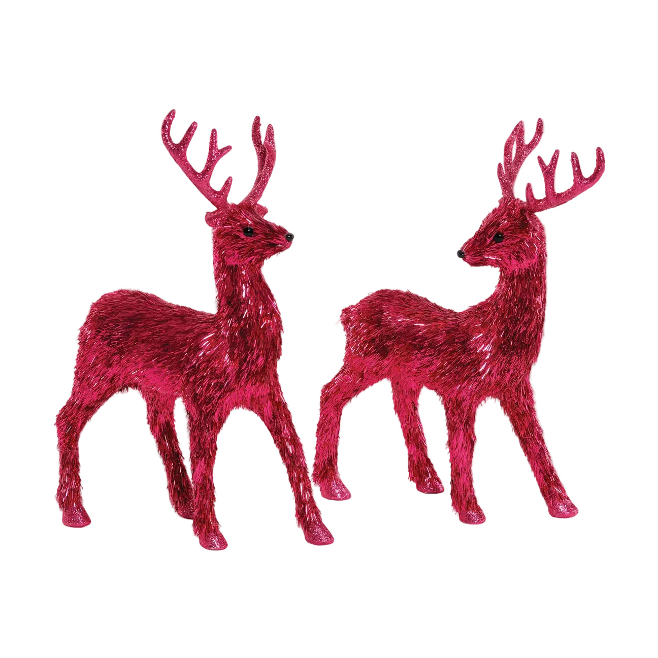 Sparkly Hot Pink Standing Deer, Set of 2