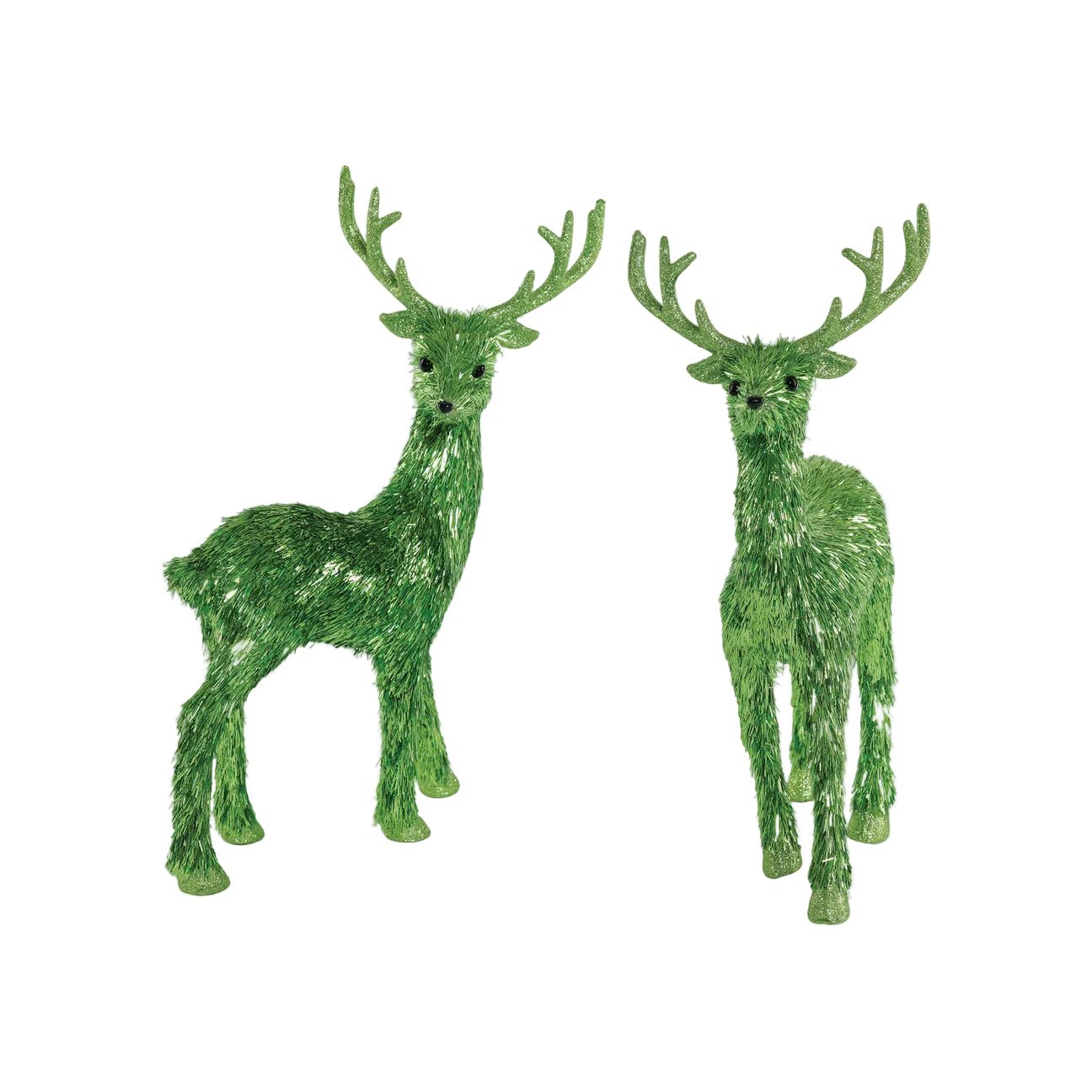 Sparkly Green Standing Deer, Set of 2